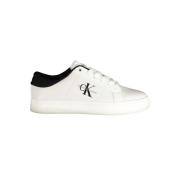 Witte polyester sneakers met veters, contrastdetails, print, logo Calv...