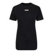 Zwart Katoenen Logo Patch T-shirt Maison Margiela , Black , Dames