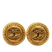 Pre-owned Metal earrings Chanel Vintage , Yellow , Dames