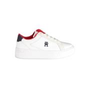 Witte Polyester Sneakers met Veters Tommy Hilfiger , White , Dames