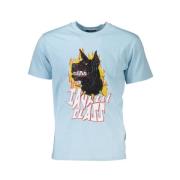 Elegant blauw katoenen T-shirt met iconische print Cavalli Class , Blu...