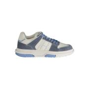 Blauwe Polyester Sneakers met Veters, Contrastdetails, Logo Tommy Hilf...