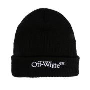 Zwarte Gebreide Logo Geborduurde Hoed Off White , Black , Heren