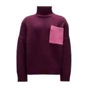 Tweekleurige Wollen Trui Hoge Hals JW Anderson , Pink , Heren