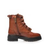 Cognac leren laars met gouden rits Copenhagen Shoes , Brown , Dames