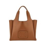 Gestructureerde leren shopper met Maxi H Hogan , Brown , Dames