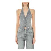 Denim Gilet Vest voor Vrouwen Liu Jo , Blue , Dames