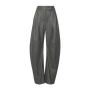 Grijze Wollen Broek met Geborduurd Logo The Attico , Gray , Dames