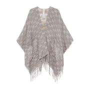 Grijze Gebreide Cape met Jacquard Motief Liu Jo , Gray , Dames