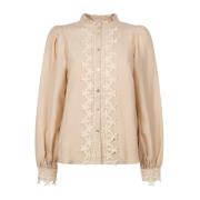 Geborduurde Blouse - Gebleekt Zand Aaiko , Beige , Dames