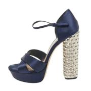 Pre-owned Satin sandals Miu Miu Pre-owned , Blue , Dames