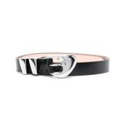 Zwart Kalfsleren Riem met Drukknop By FAR , Black , Dames