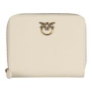 Witte Leren Ritsportemonnee Love Birds Pinko , Beige , Dames