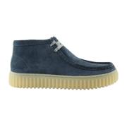 Stijlvolle Blauwe Suède Schoenen Clarks , Blue , Heren