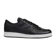 Zwarte Leren Sneakers met Rubberen Zool Diadora , Black , Heren