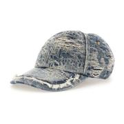 Denim Baseball Cap Blauw Vernietigd Weefsel Diesel , Blue , Heren