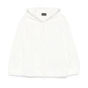 Witte Sweater met Ritssluiting Capuchon Emporio Armani , White , Dames