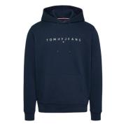 Blauwe Sweater Linear Logo Tommy Hilfiger , Blue , Heren