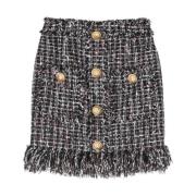 Fringed Tweed Korte Rok Balmain , Multicolor , Dames