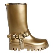 Gouden metallic PVC regenlaarzen Dolce & Gabbana , Yellow , Dames