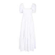 Poplin Smock Maxi Jurk Ganni , White , Dames