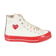 Rode High Top Sneakers Comme des Garçons Play , White , Heren