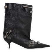 Studded Leren Enkellaarzen Balenciaga , Black , Dames