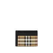 Grijze Portemonnee Vintage Ruit Patroon Burberry , Beige , Dames