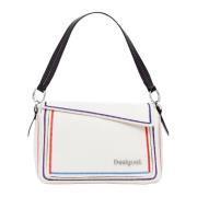 Witte Clip Handtas met Gekleurd Patroon Desigual , White , Dames