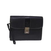 Pre-owned Leather clutches Burberry Vintage , Black , Dames