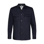 Gebreid Navy Overshirt Profuomo , Blue , Heren