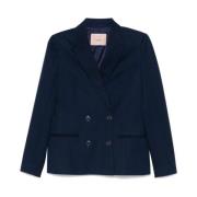 Blauwe Outerwear Jas Chic Stijl Twinset , Blue , Dames