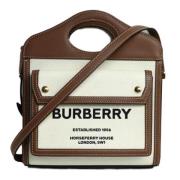 Pre-owned Coated canvas handbags Burberry Vintage , Beige , Dames