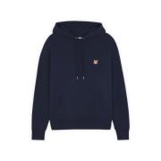 Blauwe Katoenen Hoodie met Klein Contrastlogo Maison Kitsuné , Blue , ...