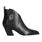 Zwarte Platte Schoenen Texano Leer Liu Jo , Black , Dames