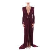 Rode Loper Bordeaux Jurk met Split Elisabetta Franchi , Red , Dames