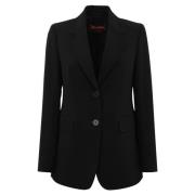 Zwarte blazer met V-hals en knopen Max Mara Studio , Black , Dames