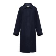 Navy Blauwe Wollen Jas Dries Van Noten , Blue , Dames