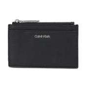 Zwarte PU Leren Portemonnee met Metalen Logo Calvin Klein , Black , He...