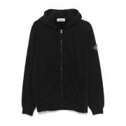 Zwarte Hoodie met Rits Stone Island , Black , Heren