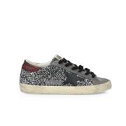 Glitter sneakers met bordeaux hiel Golden Goose , Gray , Dames