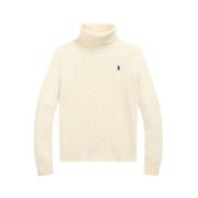 Kabelgebreide Hoge Hals Trui Ralph Lauren , Beige , Dames