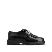 Zwarte Leren Platte Schoenen Franje Detail Tod's , Black , Dames