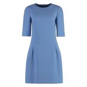 Elegante Wol Crepe Jurk Dolce & Gabbana , Blue , Dames