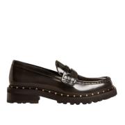 Zwarte leren studs Chunky Moccasin Golden Goose , Black , Dames