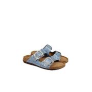 Leren Memory Gel Sandaal Slippers Rohde , Blue , Dames