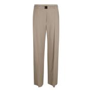 Beige Fluid Wool Straight Leg Broek Brunello Cucinelli , Beige , Dames