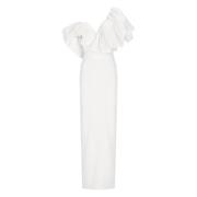 Witte V-hals Ruche Jurk Solace London , White , Dames