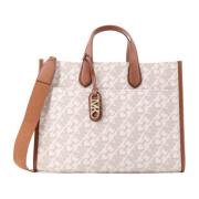 Witte leren handtas met metalen logo Michael Kors , White , Dames