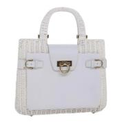 Pre-owned Fabric handbags Salvatore Ferragamo Pre-owned , White , Dame...